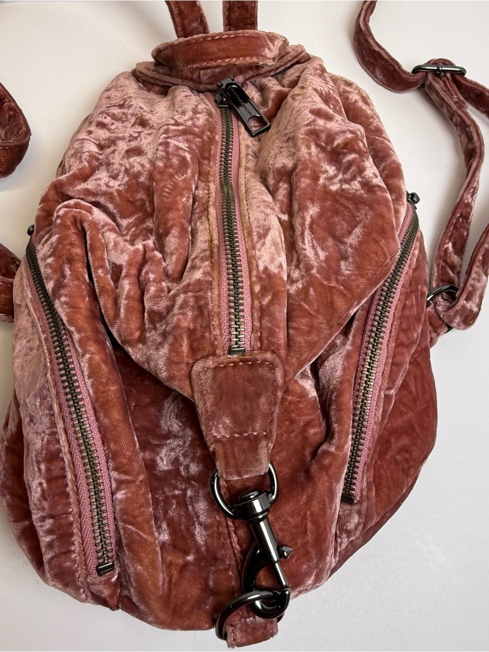 REBECCA MINKOFF MEDIUM VELVET JULIAN PINK BACKPACK $245 Travel Organizer Purse - Picture 4 of 14